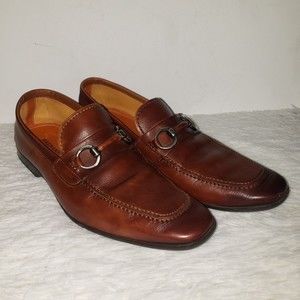 Magnanni Sz 7 Voto Horsebit Loafers 17532 Brown Tan Leather Slip On Dress Shoes